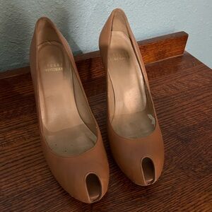 Stuart Weitzman Brown Peep Toe Heels
